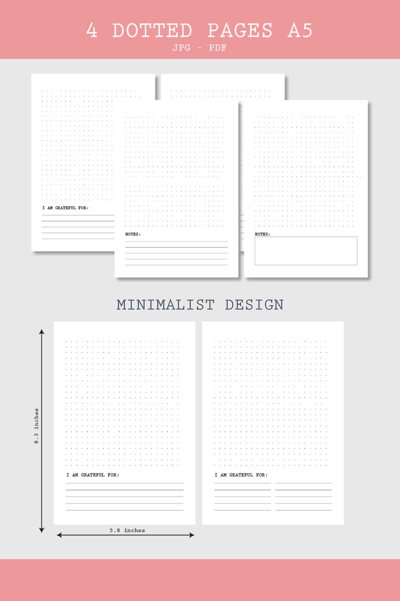 4 Dotted pages for bujo pages printable A5