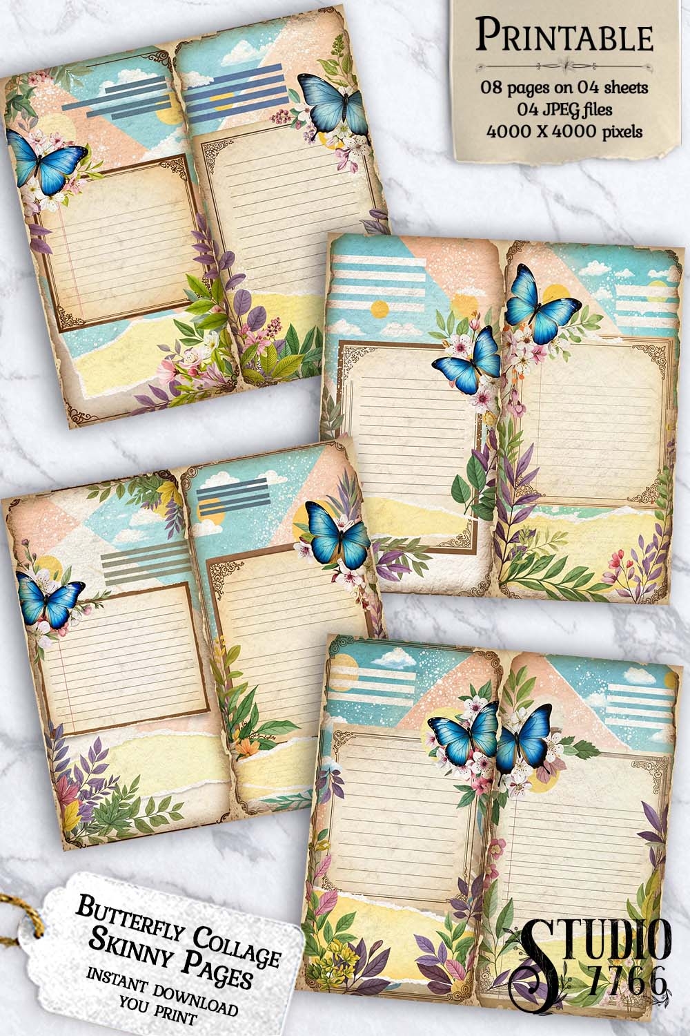 Butterfly Collage Skinny Junk Journal