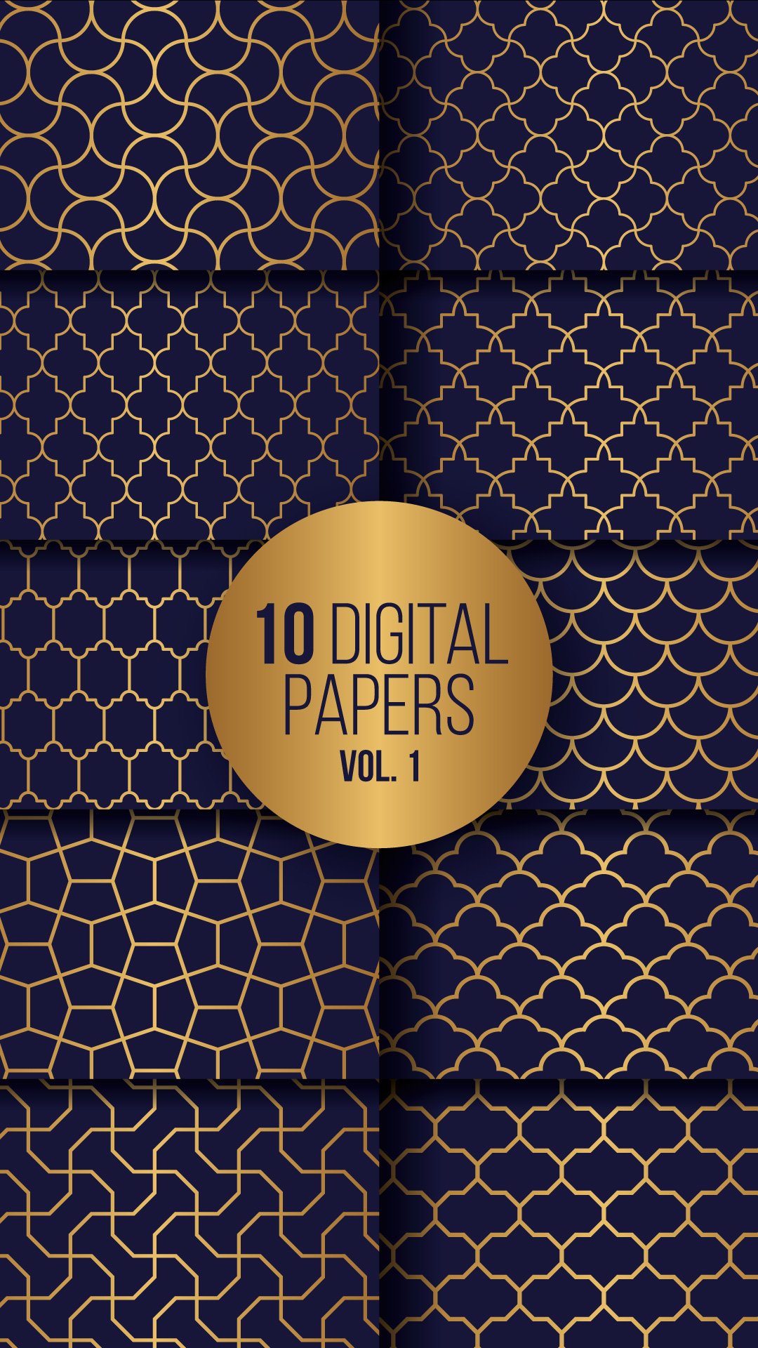 10 Luxury Digital Papers with Seamless Geometric Patterns