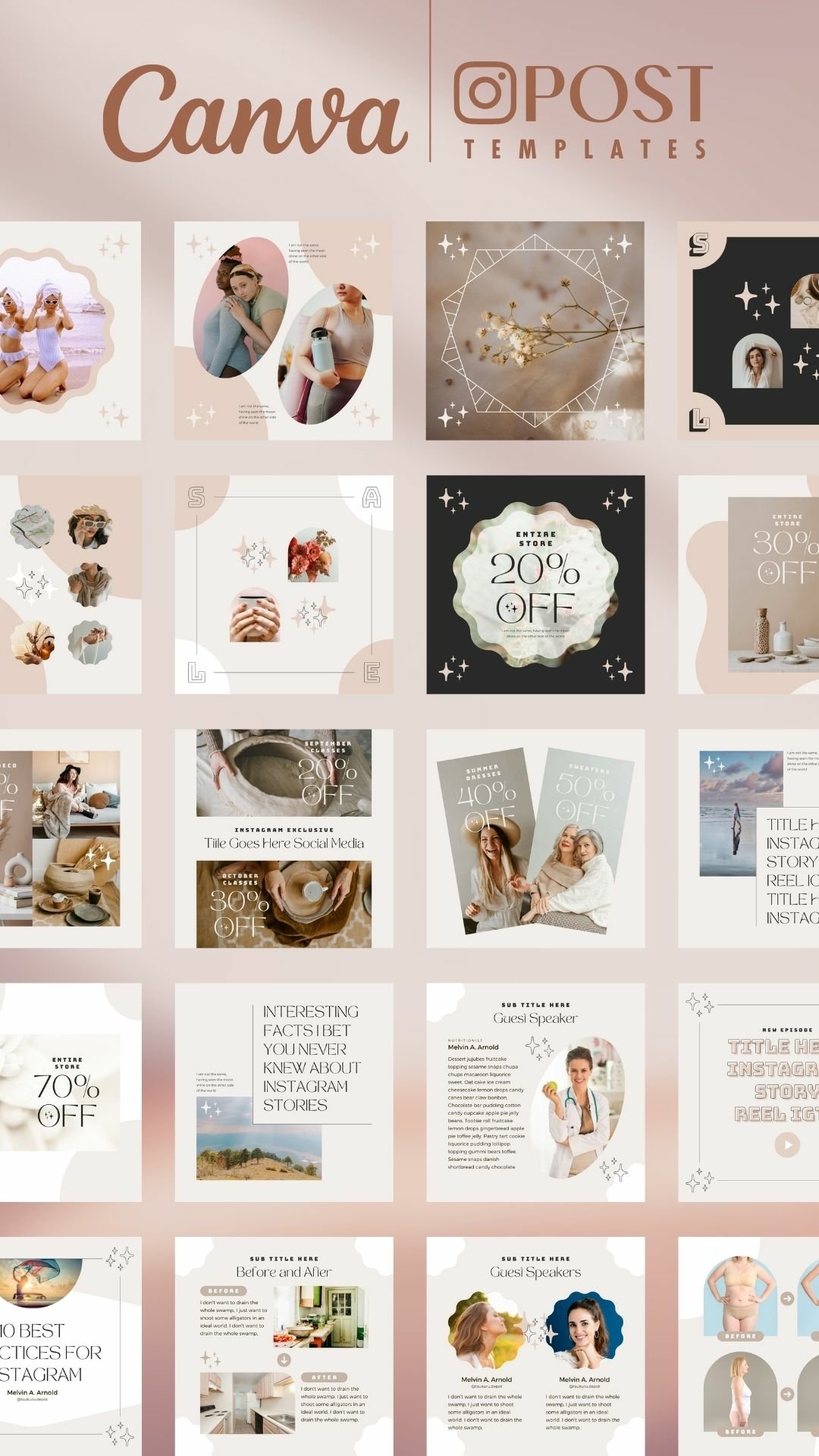 300 Instagram Template Canva Post Story Shine Animated Pack