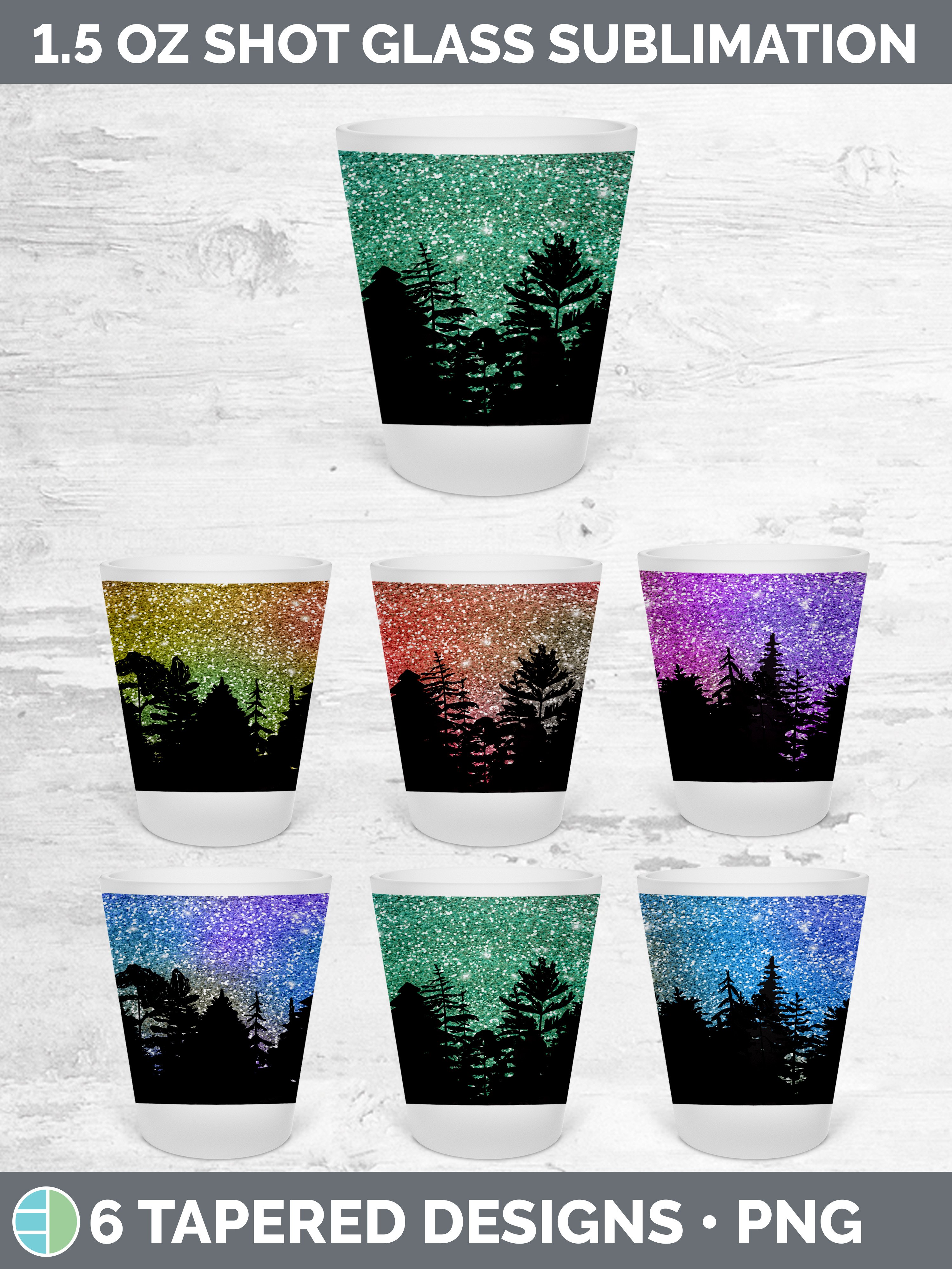 botanical Shot Glass Sublimation Tapered Shot Glass 1.5oz