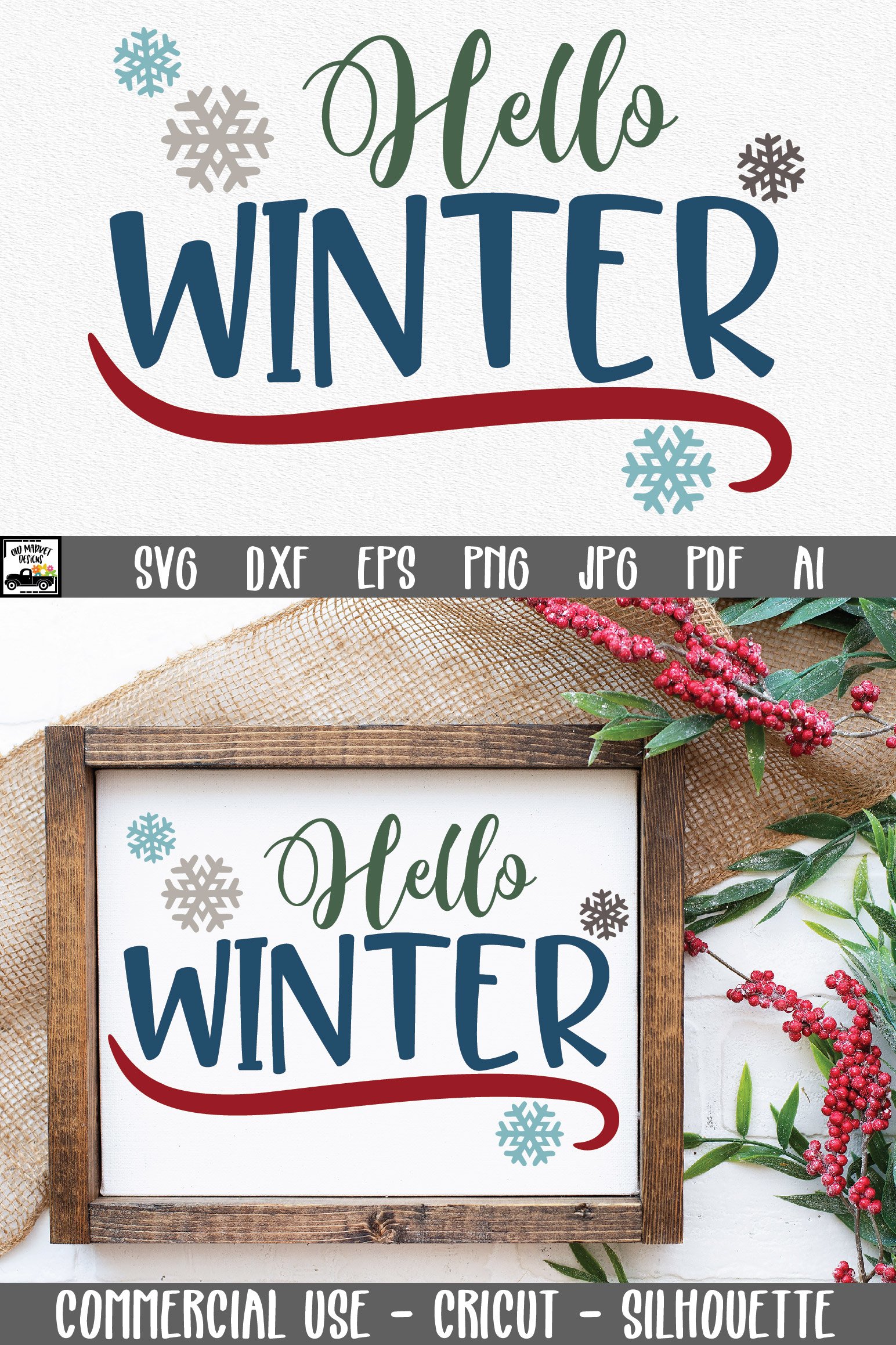 Hello Winter SVG Cut File (386243)