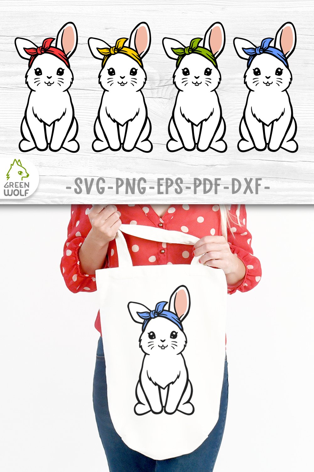 Cute bunny with bandana svg Farm animals svg Layered svg png