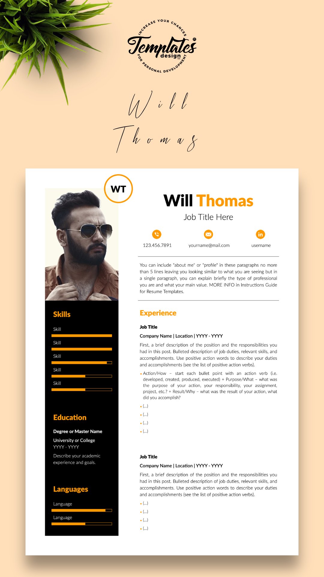 Creative Resume CV Template for Word & Pages Will Thomas