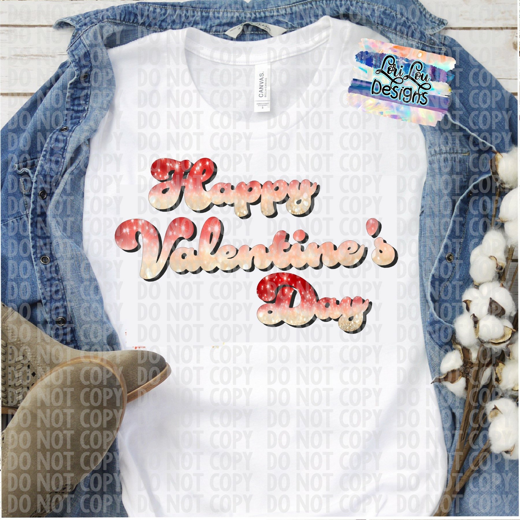 Happy Valentine's Day Glitter Ombre Sublimation PNG