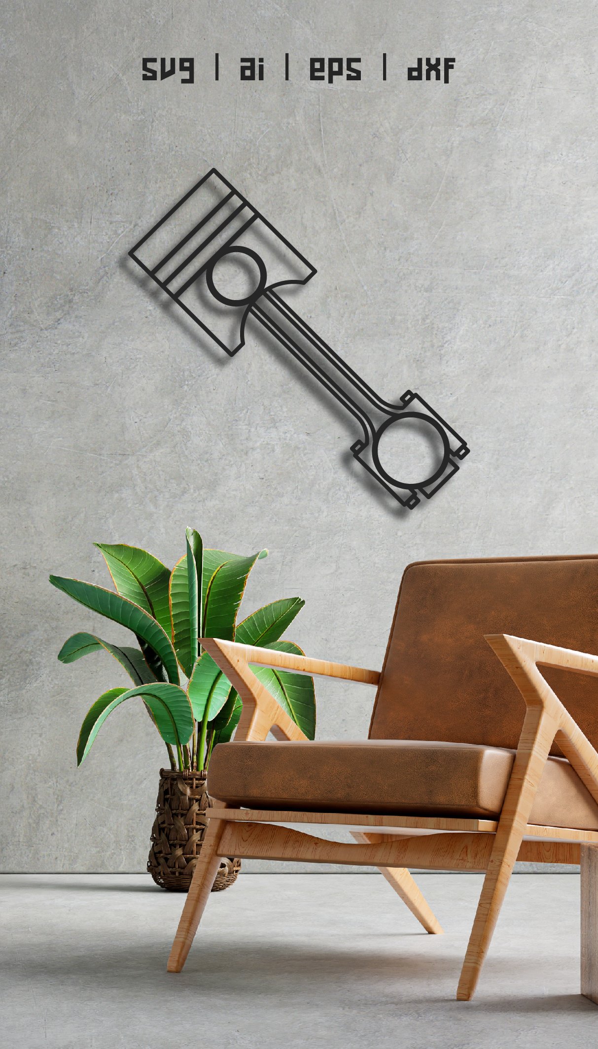 SVG Piston Line Art Wall Decor Interior Auto Parts
