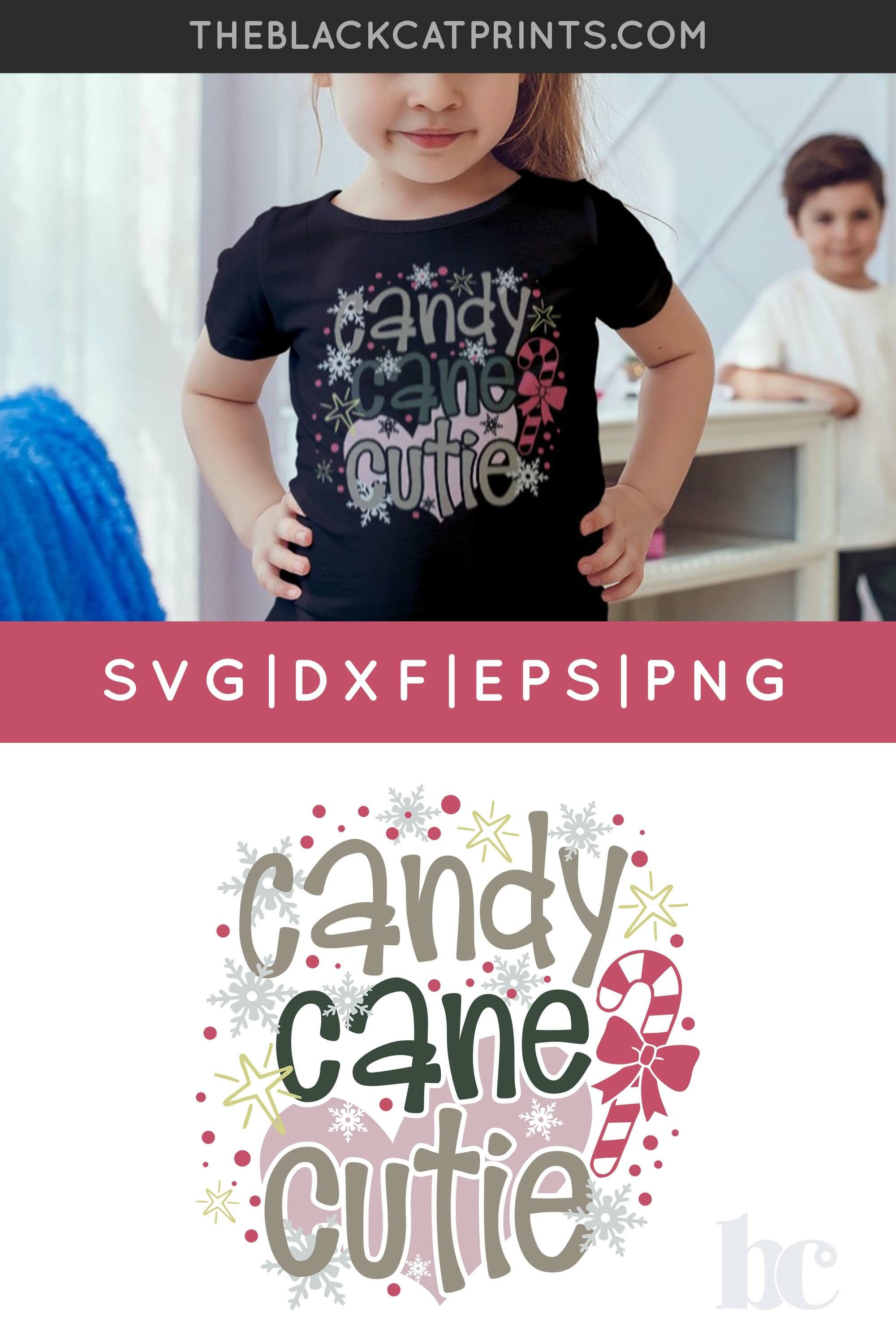 Candy Cane Cutie SVG | Girl's Christmas SVG Cut File