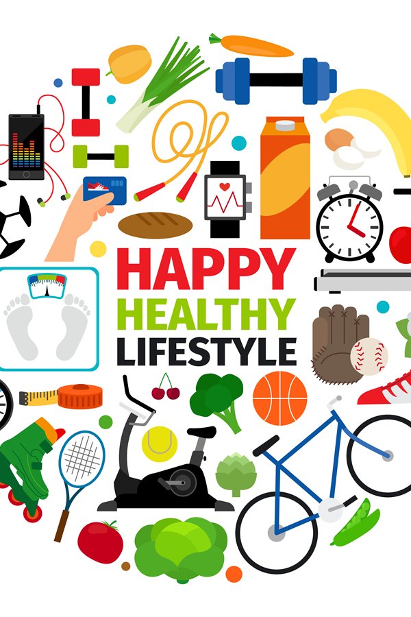 Healthy lifestyle round emblem