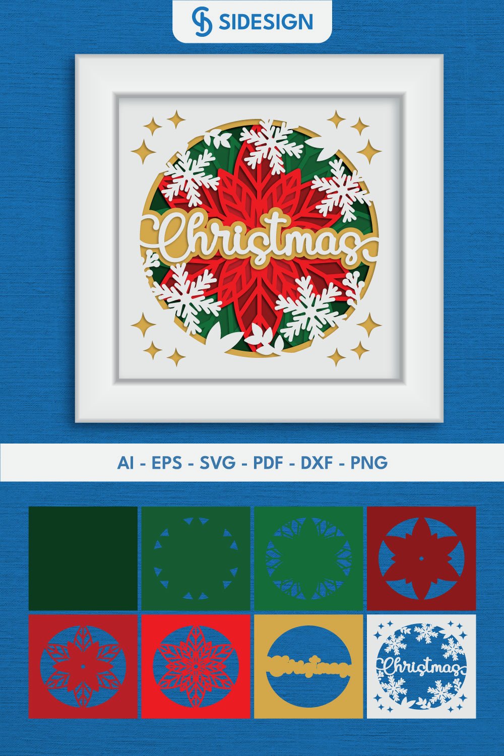 christmas 3d shadow box svg