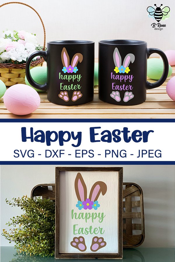 Happy Easter with Bunny Ears SVG | Easter Sublimation Design