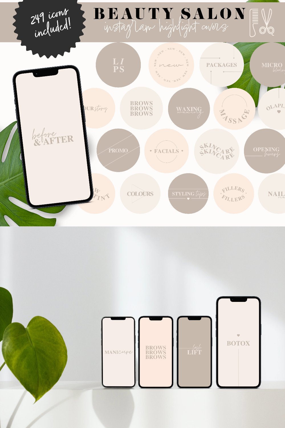 peach beauty salon instagram icons canva editable