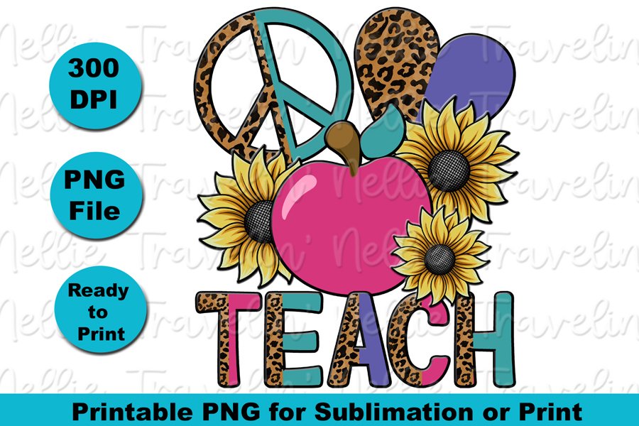 Peace Love Teach Back To School Teachers Apple (1492803)
