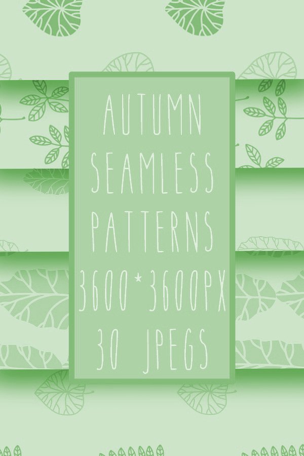 30 autumn seamless patterns in green colour
