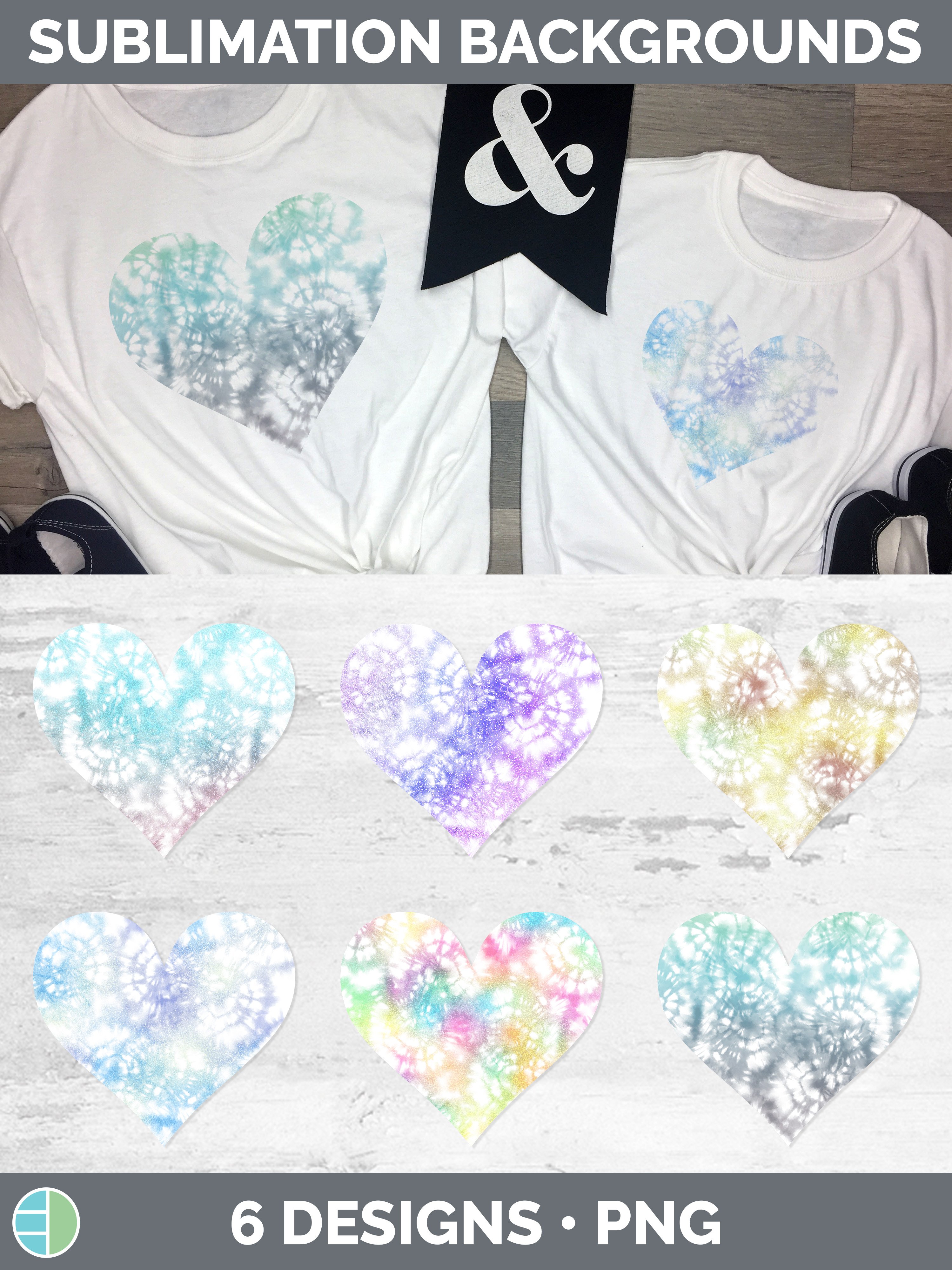 Pastel Tie Dye Heart | Sublimation Background Bundle