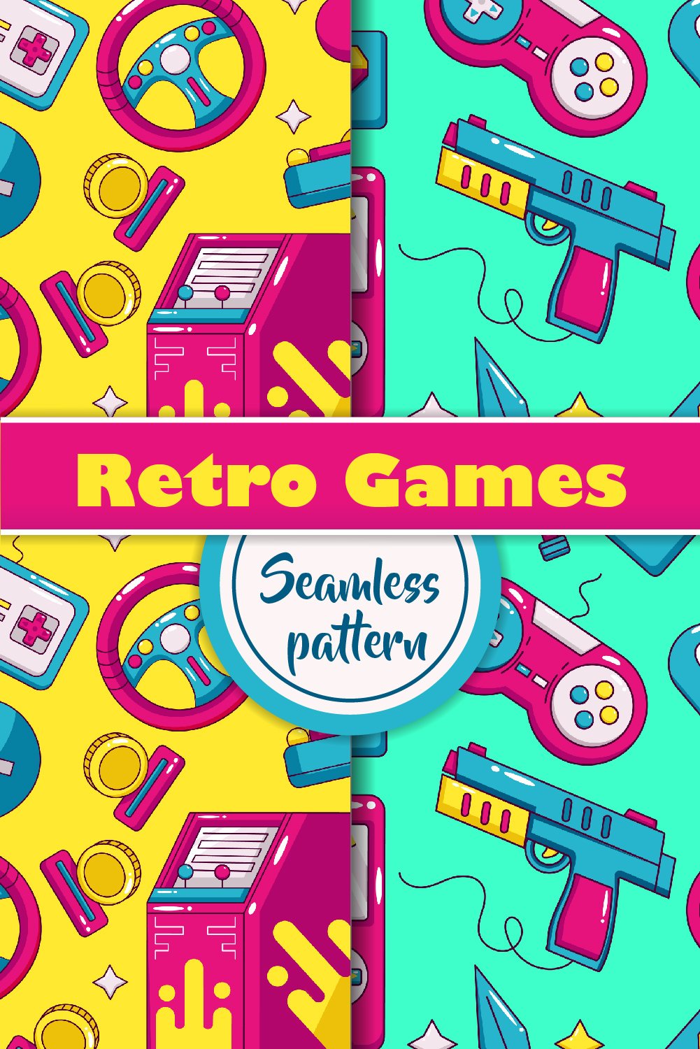 Retro Games seamless pattern