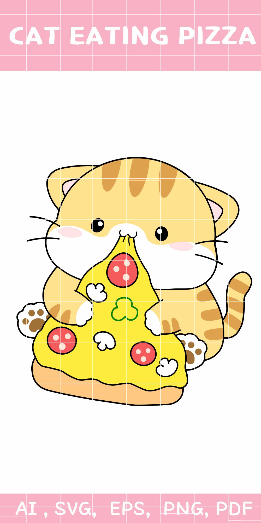 Cat eating Pizza, pizza svg, Orange taddy cat