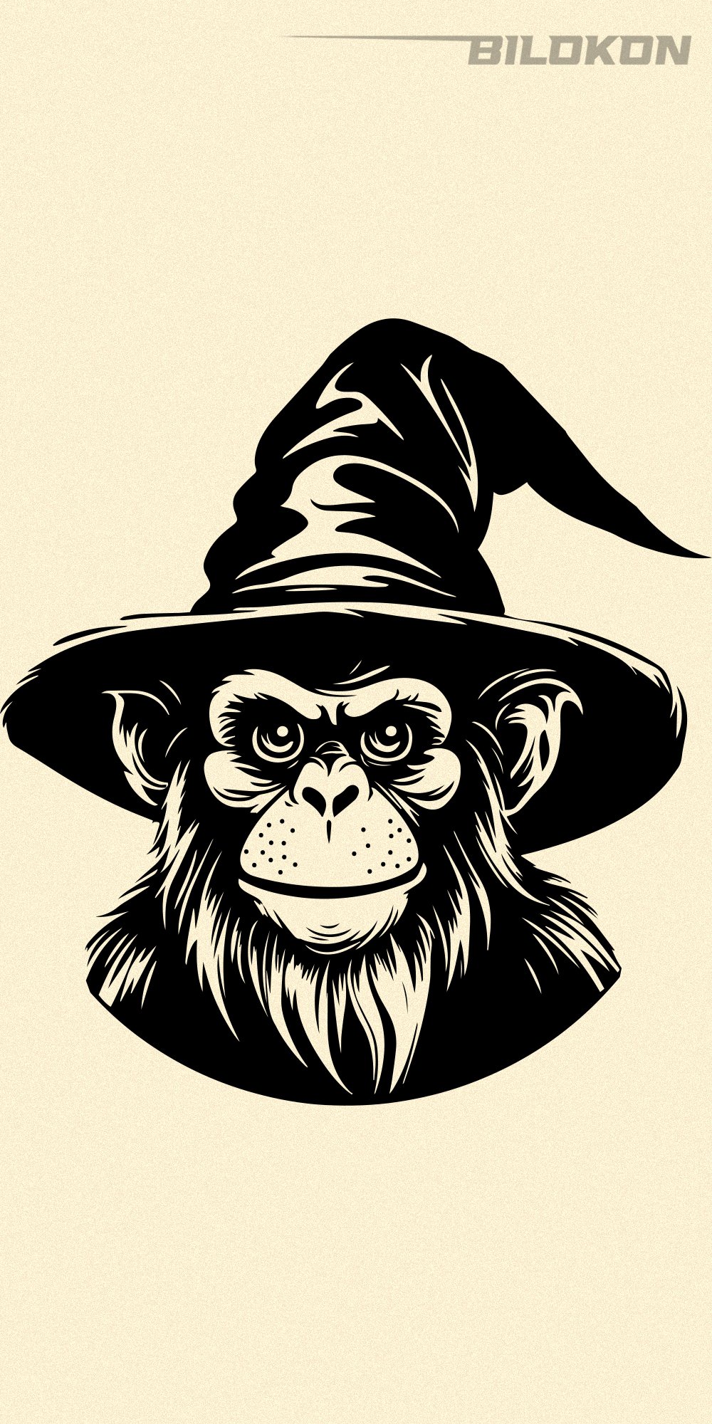 MONKEY MARK ハロウィン 猿 グラフィックアート A1サイズ Halloween Scary Monkey in a witch hat, Vector, SVG (2708968)