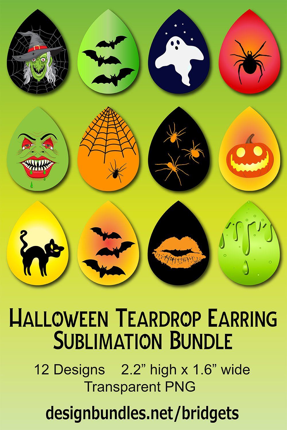 Halloween Tear Drop Earring Sublimations Halloween Bundle
