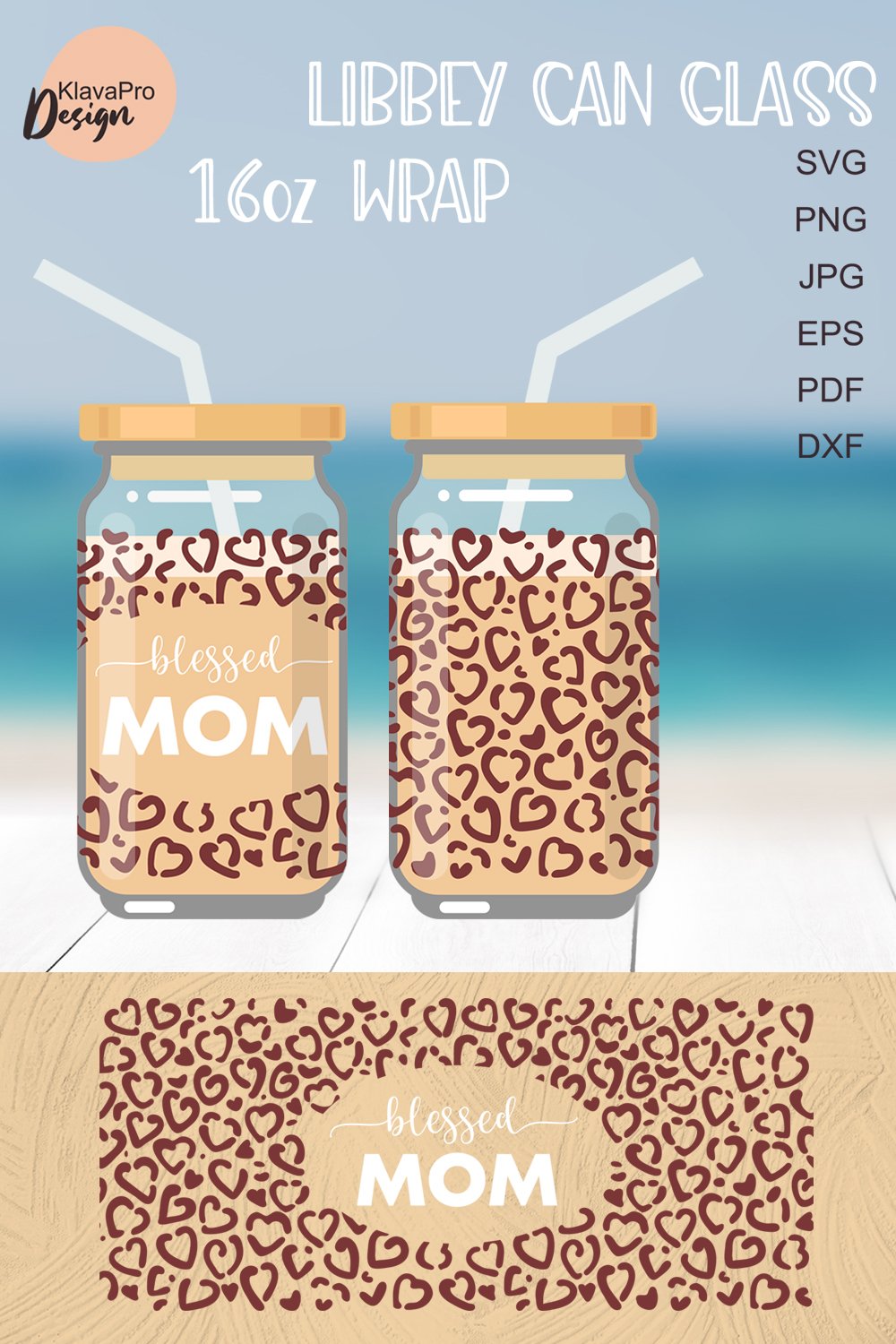 Libbey glass 16oz | Can glass wrap svg| Blessed Mom SVG