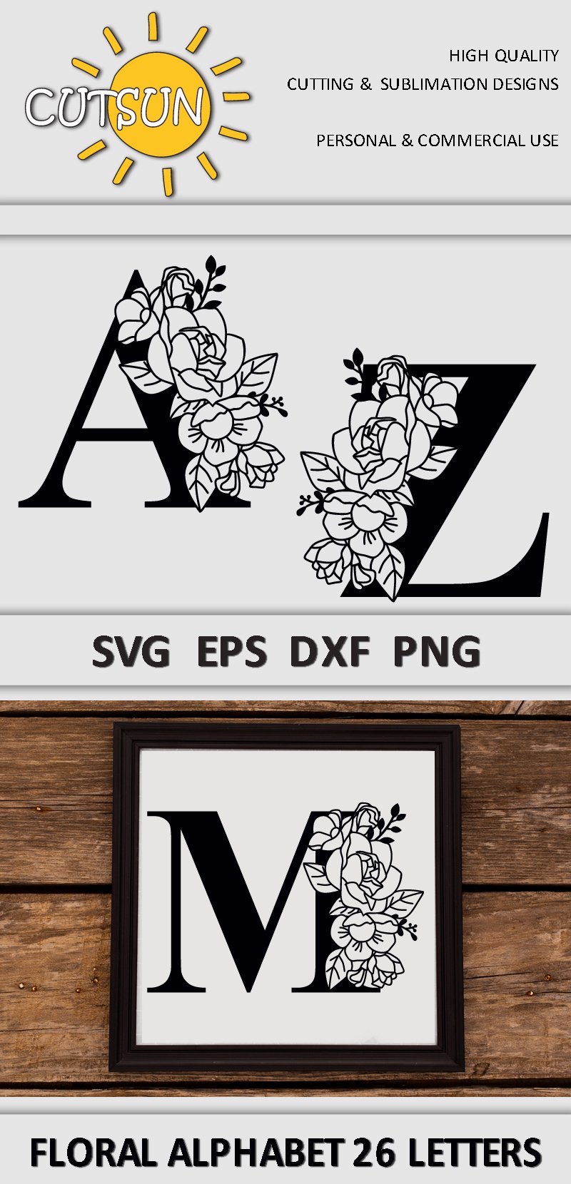 Floral Alphabet SVG 26 letters | Monogram SVG |2| (976961)