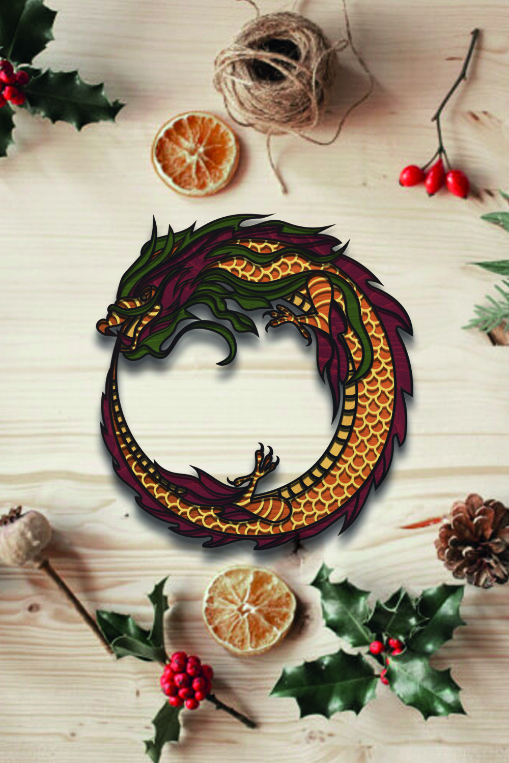 Chinese Dragon New Year Multilayer Cut Template