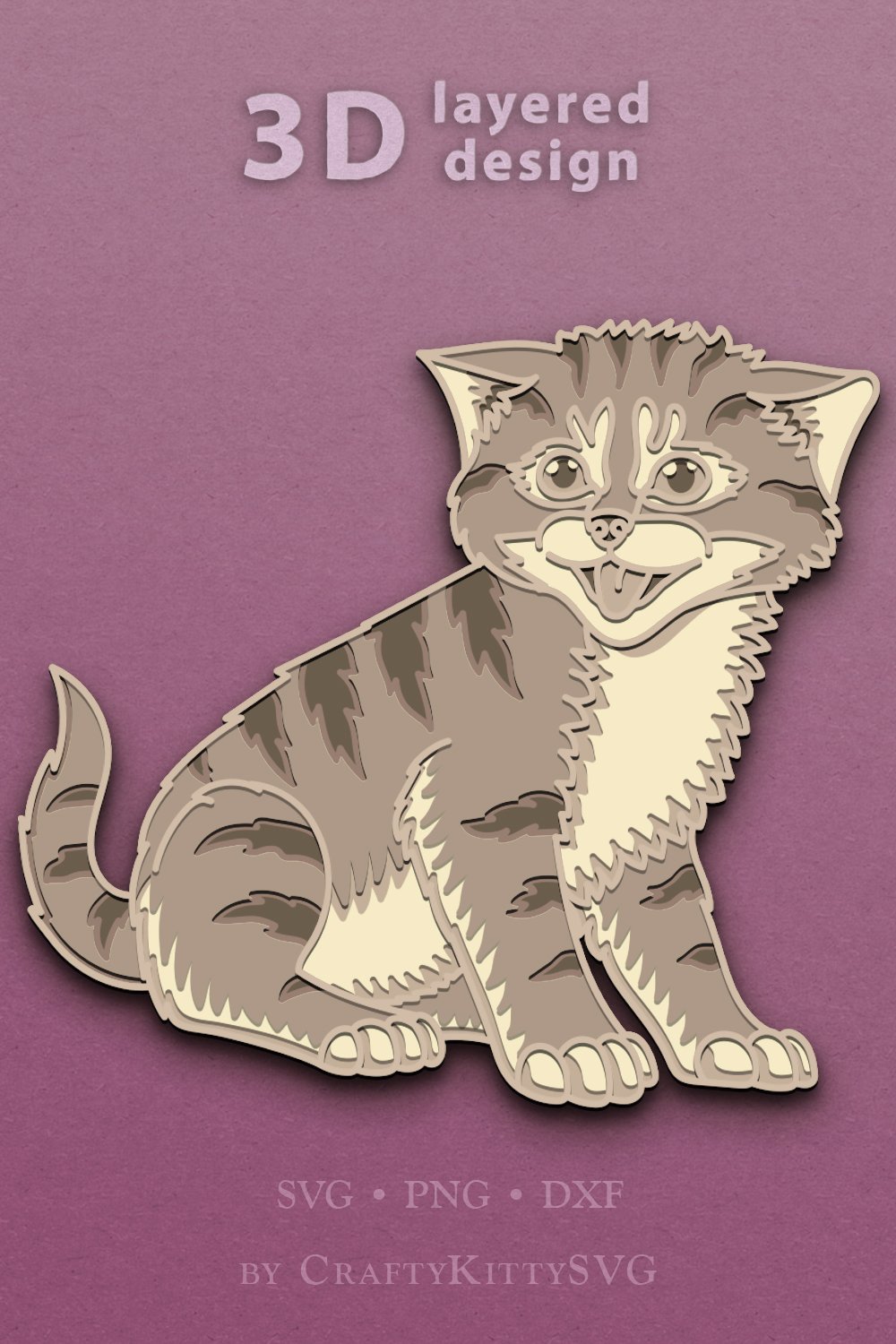 3D Cat Kitten SVG, 3D layered paper cut, Baby Animals SVG