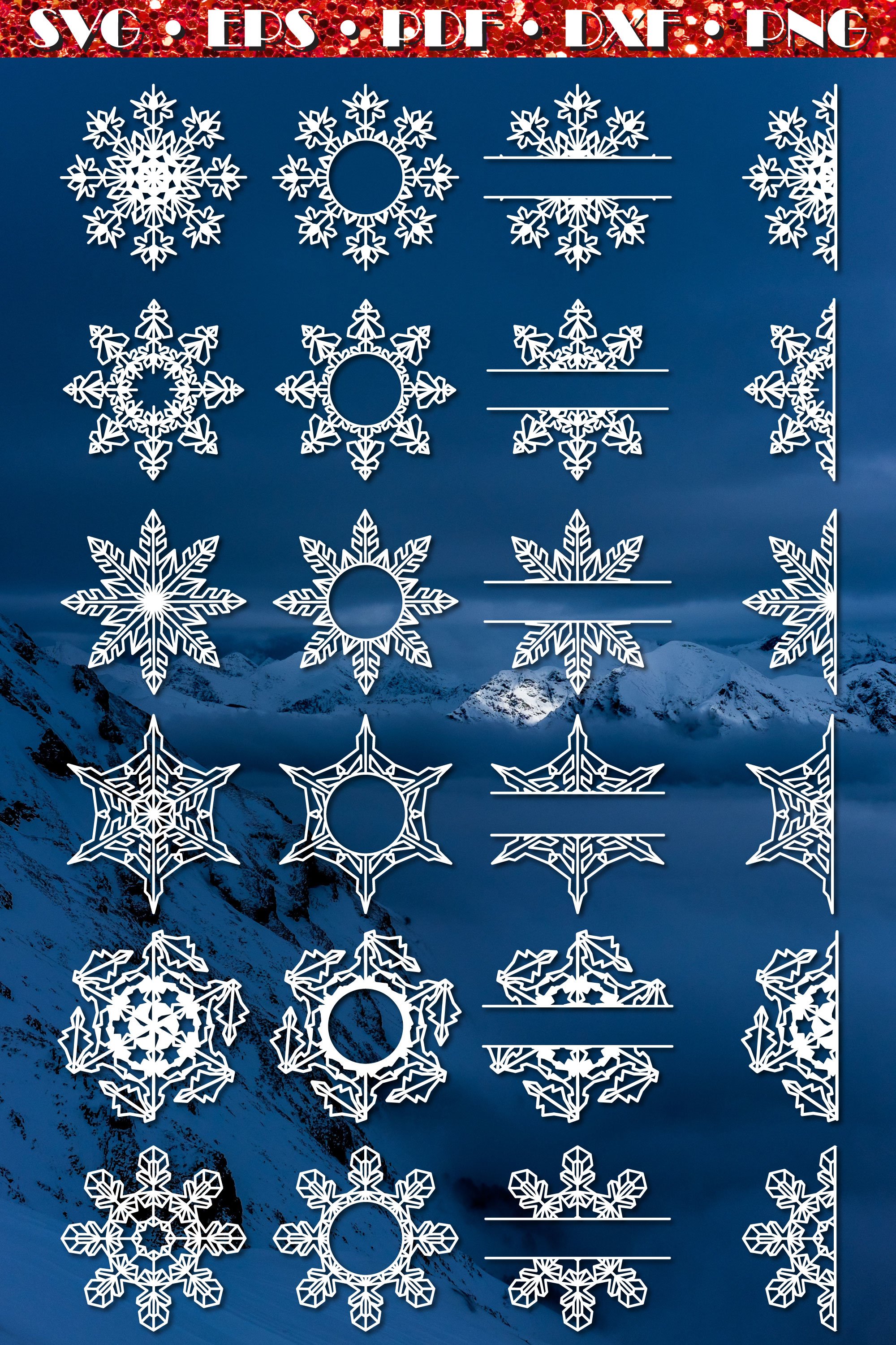 Christmas monogram, Snowflake Split Monogram