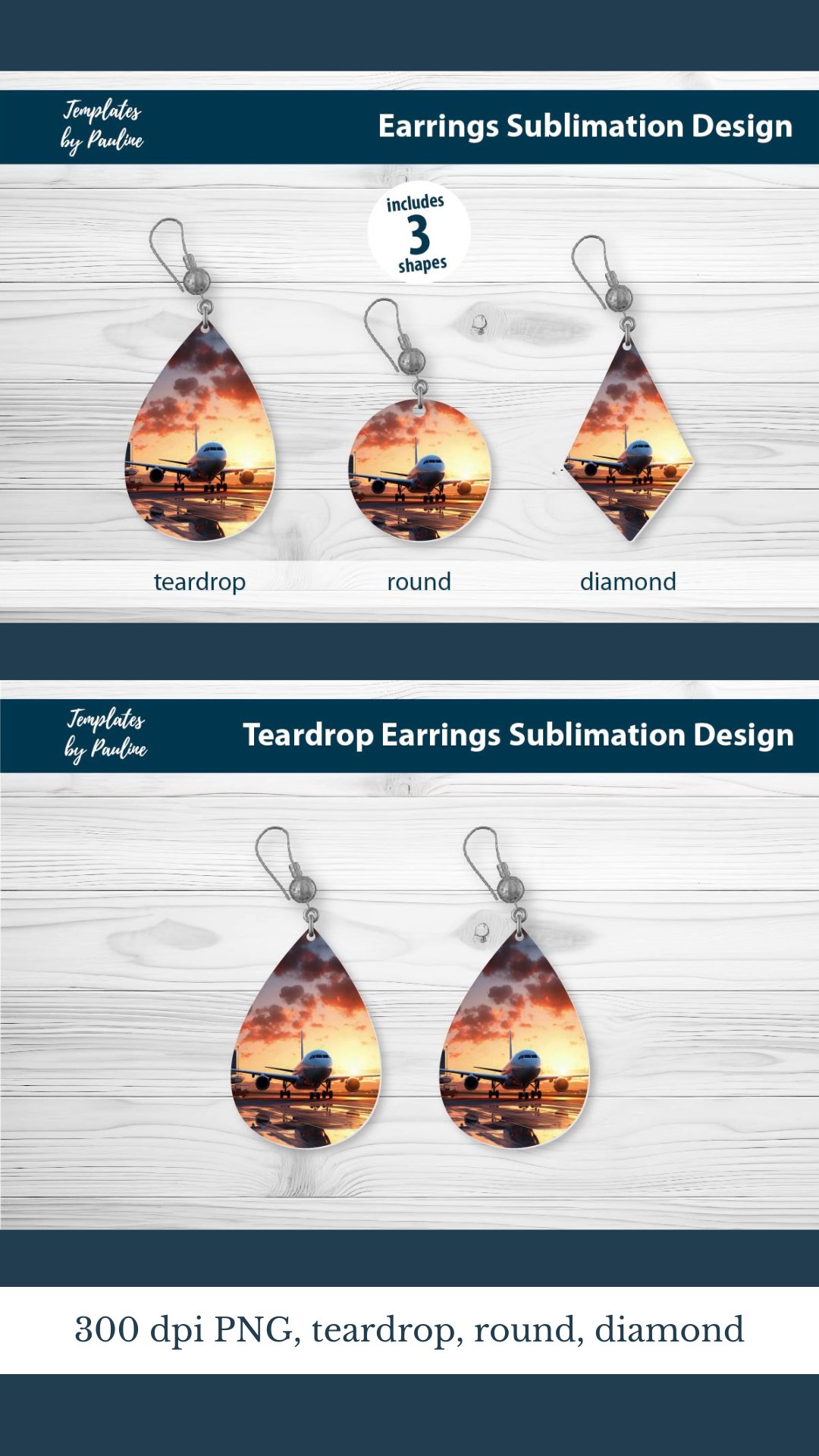 Aircraft Earring Sublimation Designs, Aviaton Earrings