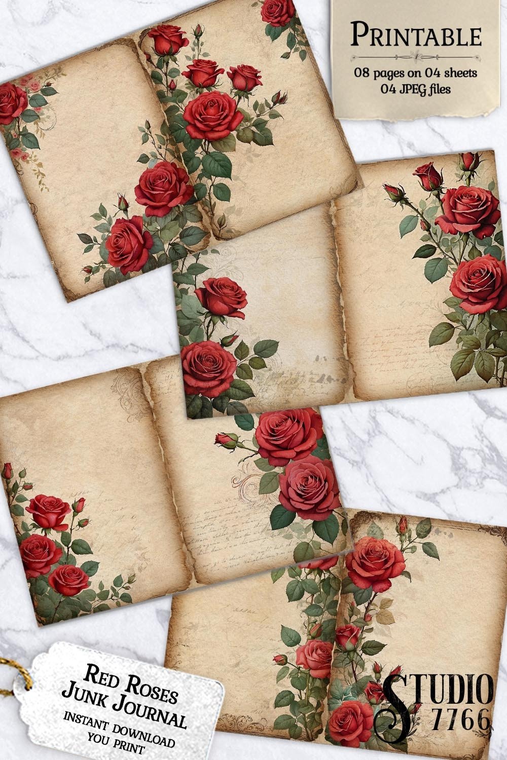 Red Roses Junk Journal Pages (3125115)