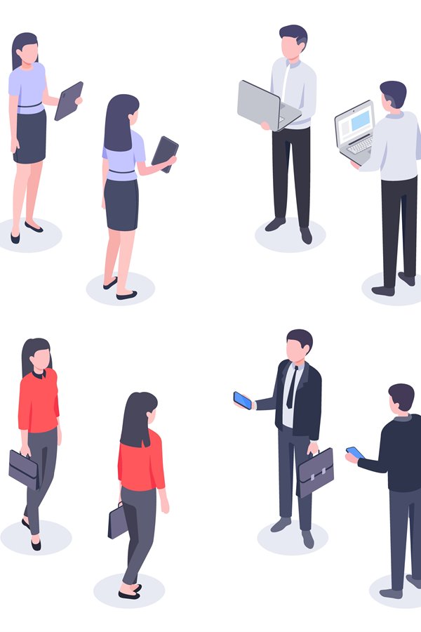 Business people isometric set. Man and woman office worker i