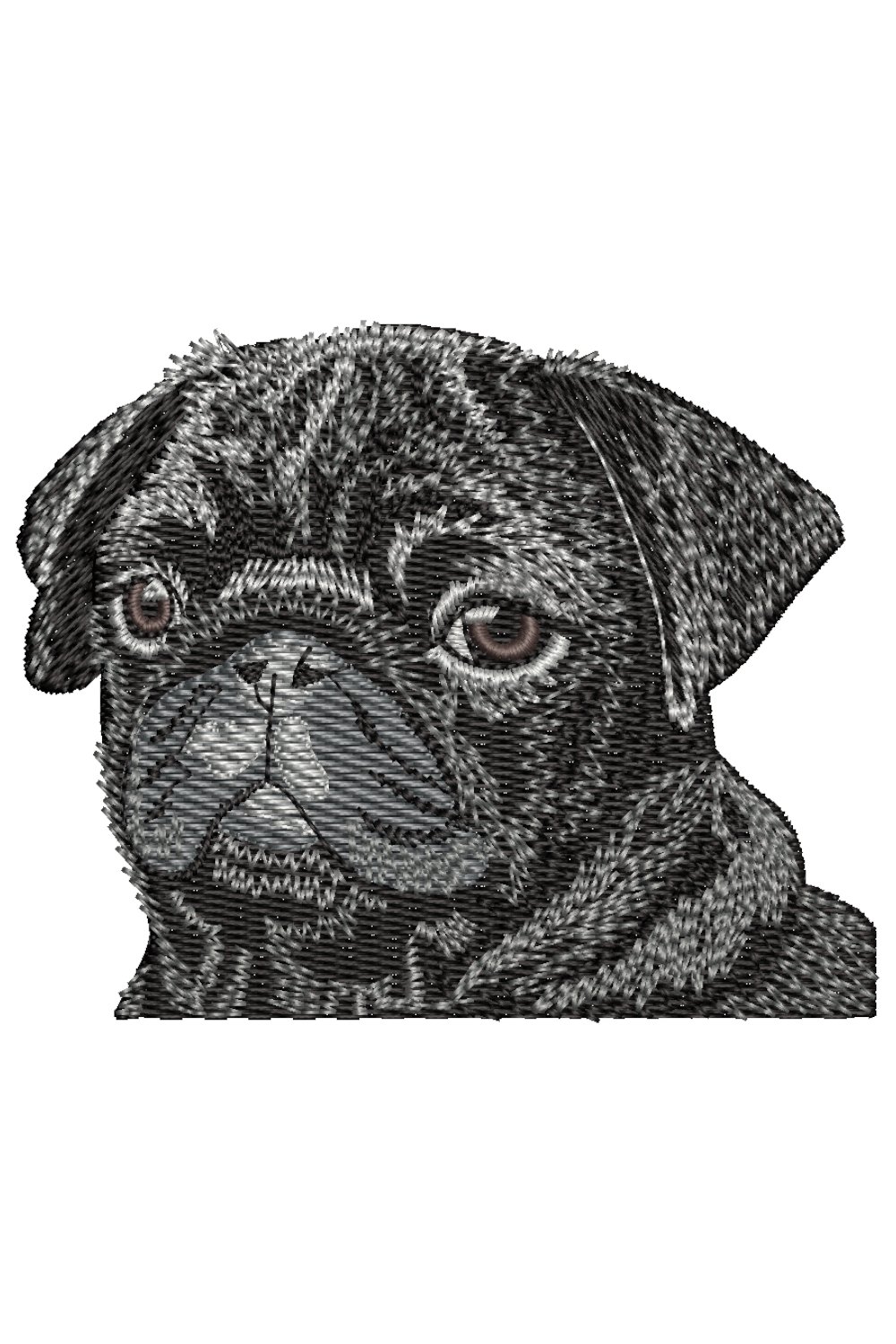 Black Pug machine embroidery file
