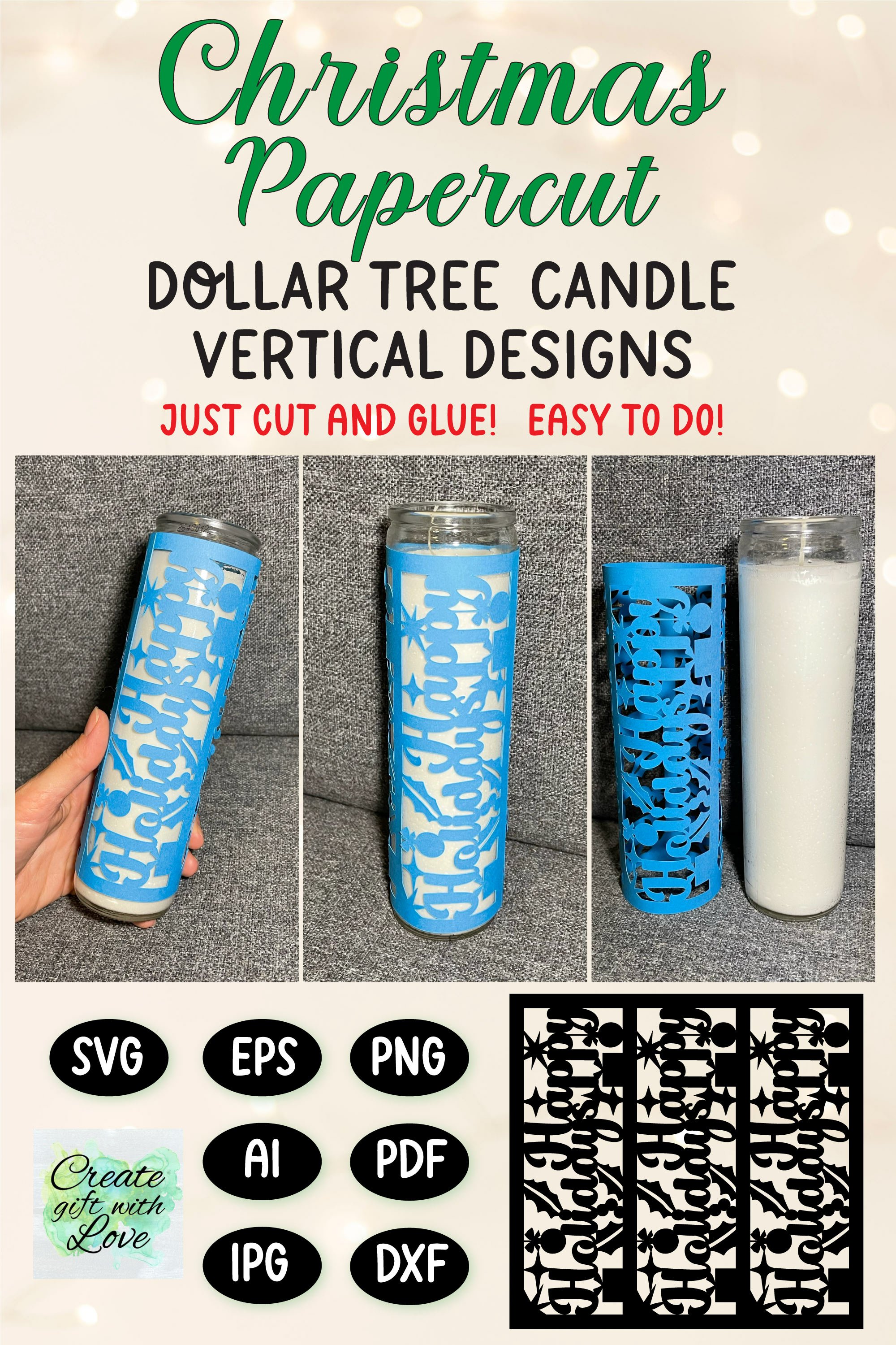 Dollar Tree Christmas Candle | Papercut | SVG Designs