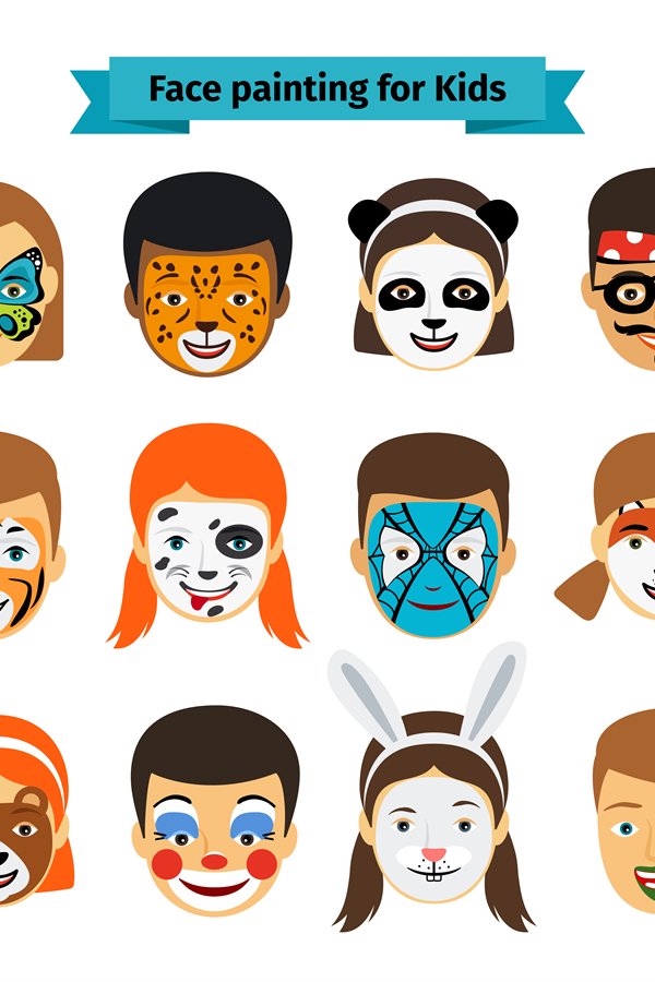 Kids faces with painting (771214)
