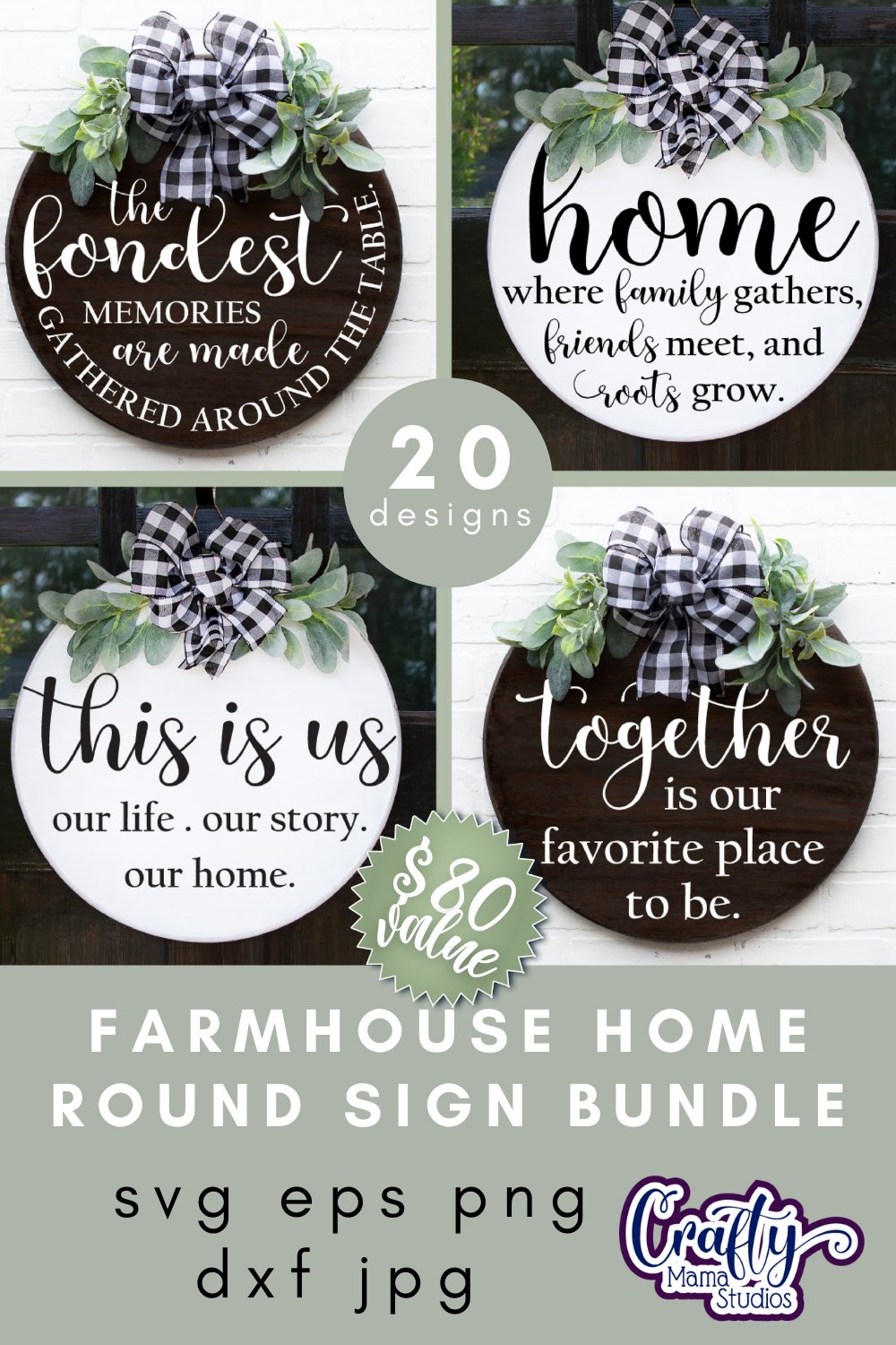 Farmhouse Home Round Sign Bundle #1 | Rustic Decor Svg