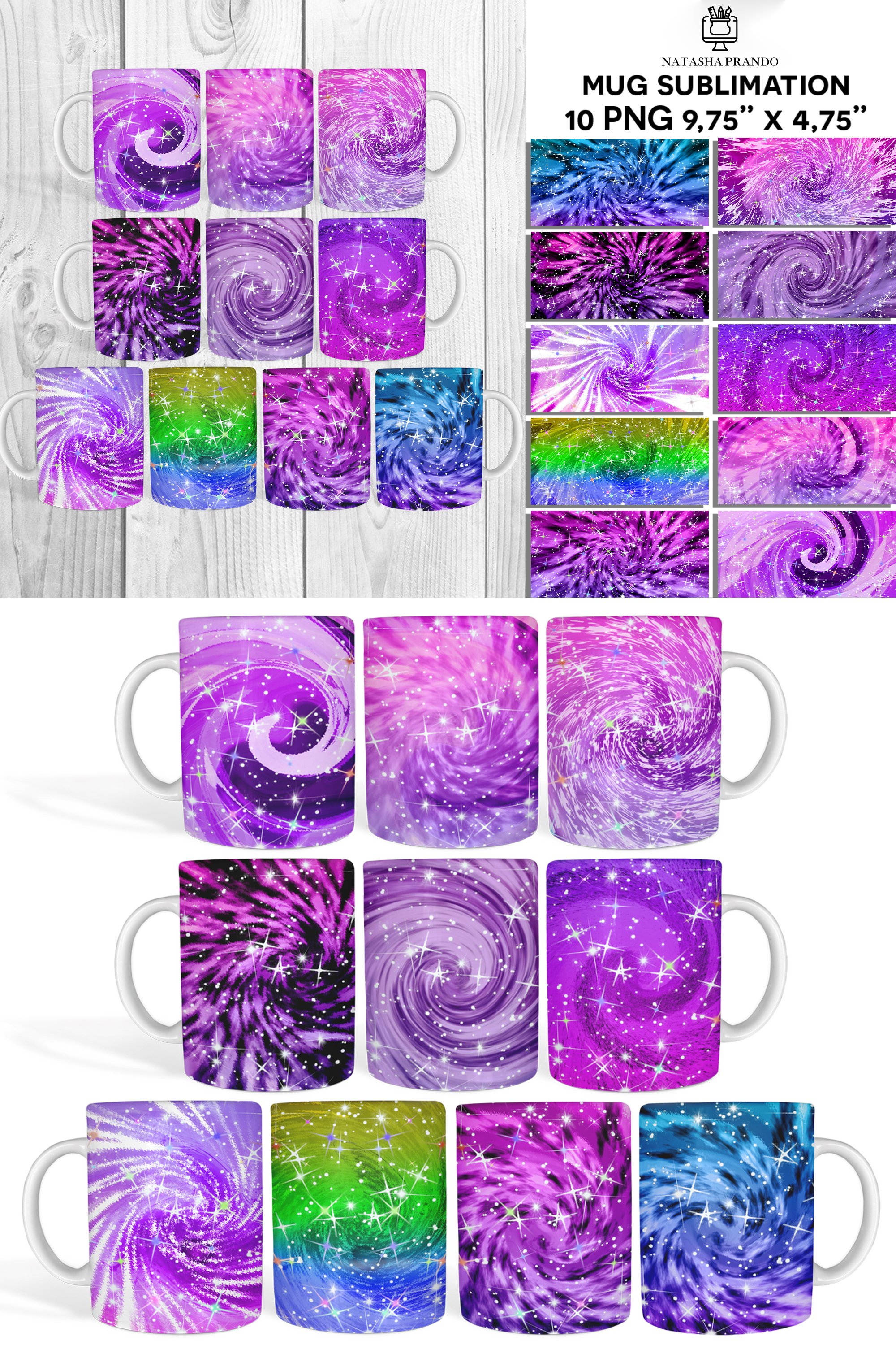 Galaxy Glitter Mug Sublimation Bundle