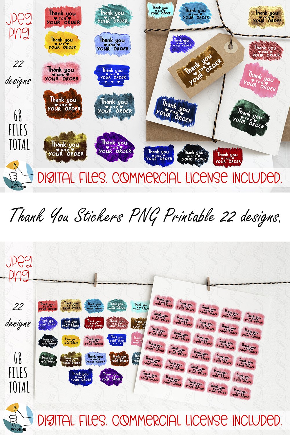 Thank You Stickers PNG Printable 22 designs.