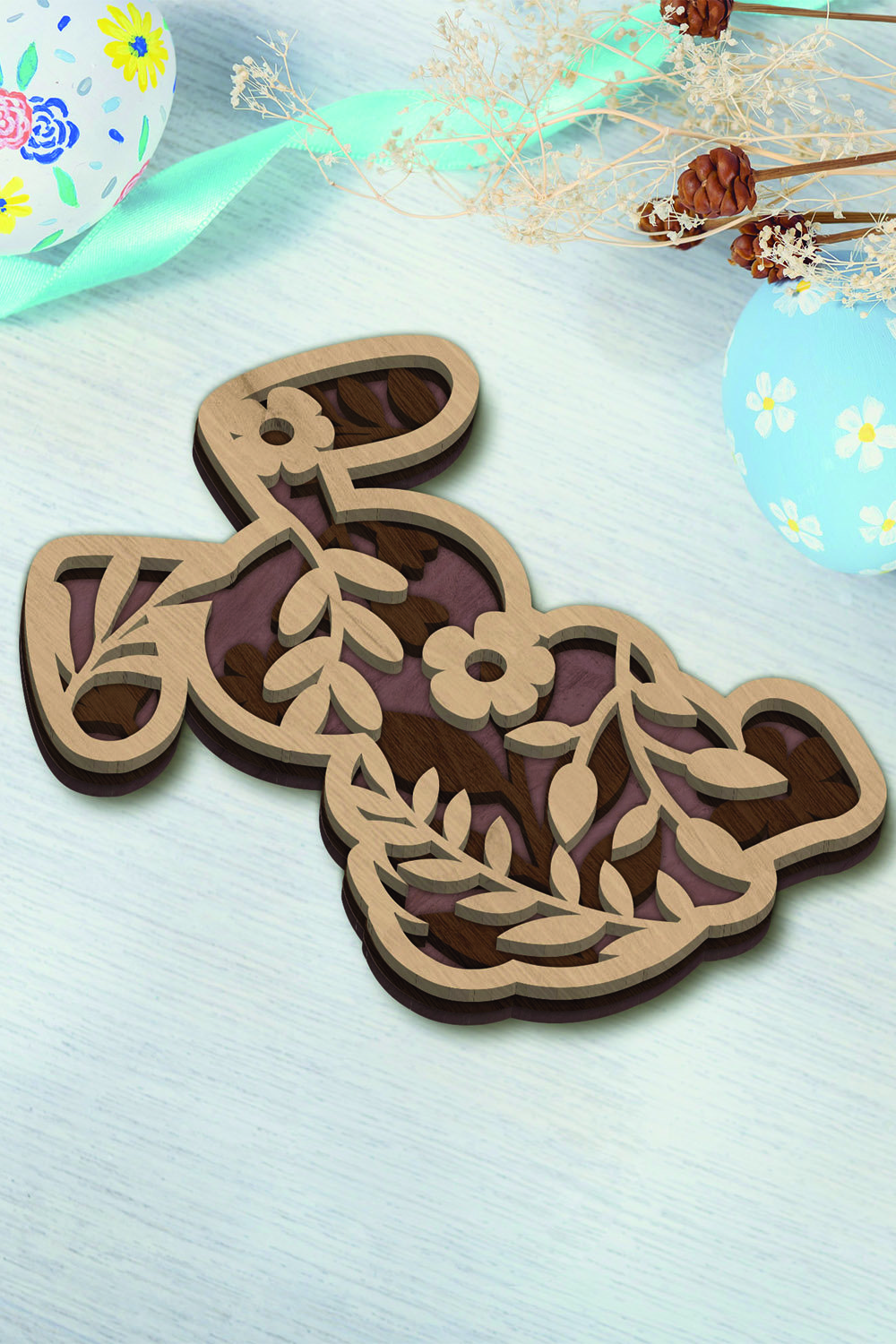 Easter Rabbit Template, Layered Cut File