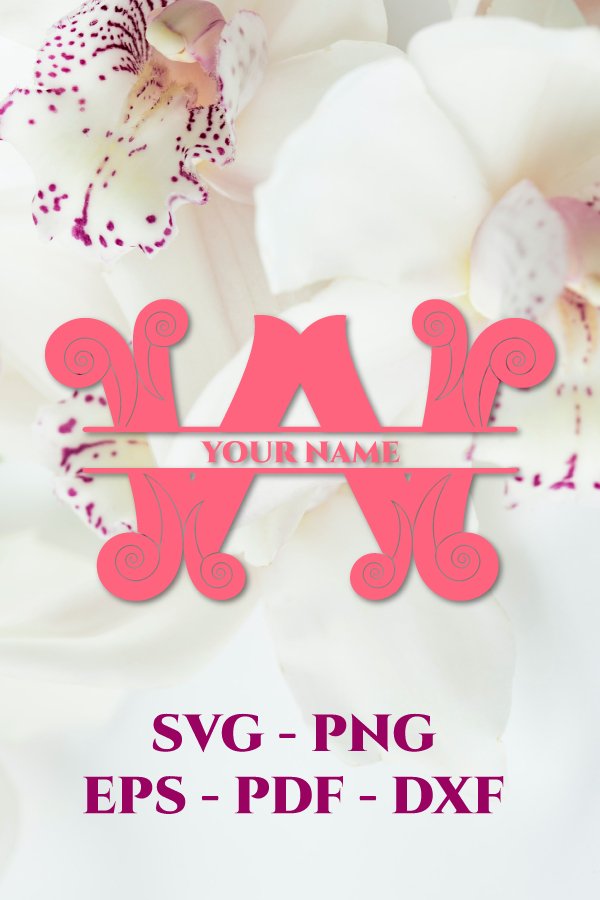 Split monogram W. Letter W. SVG cut file