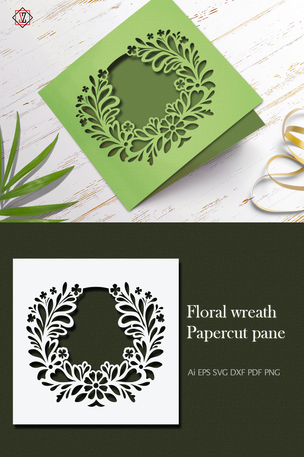 Floral Wreath Papercut Panel