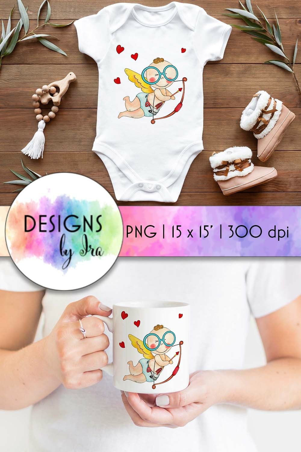 Funny Cupid illustration for Valentine's day crafts