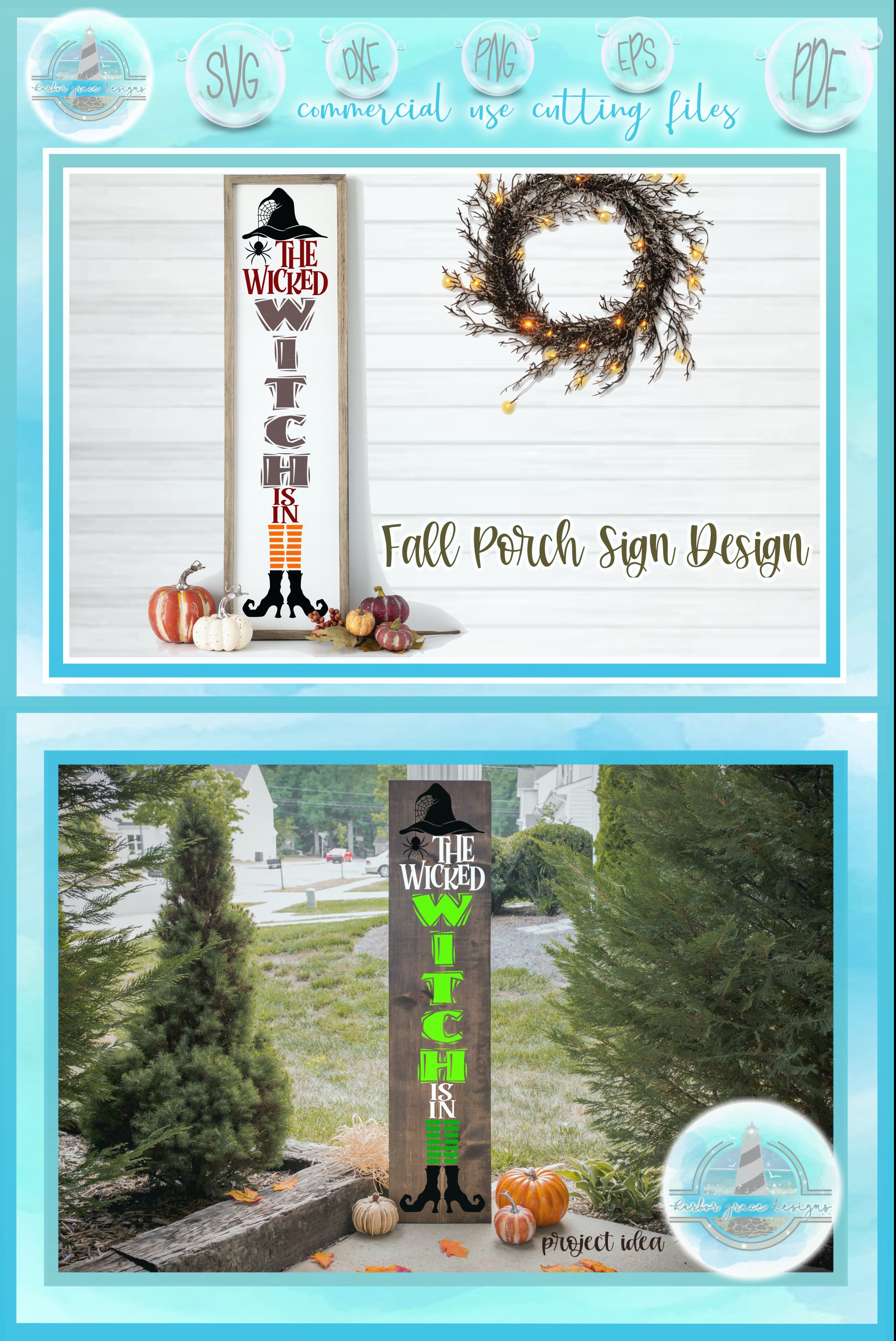 SVG The Wicked Witch Is In Fall Halloween Tall Porch Sign
