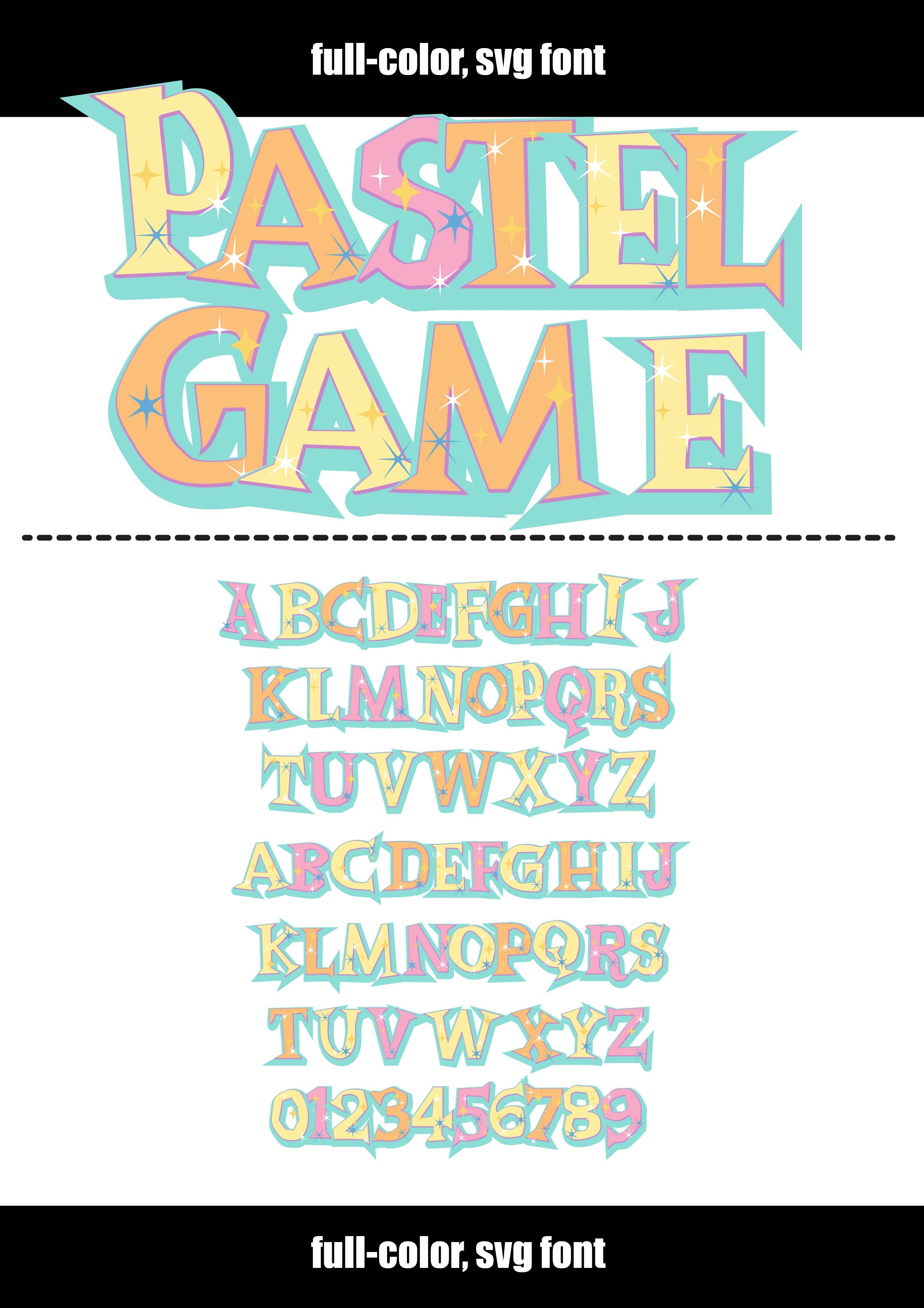Pastel Text Color Full color pastel font for Canva and Cricut.