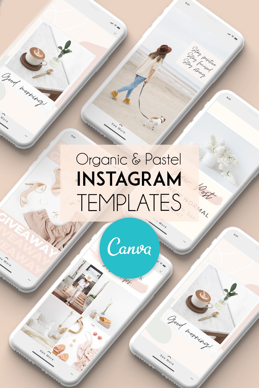 Minimalist & Pastel Instagram Story Post Templates for Canva