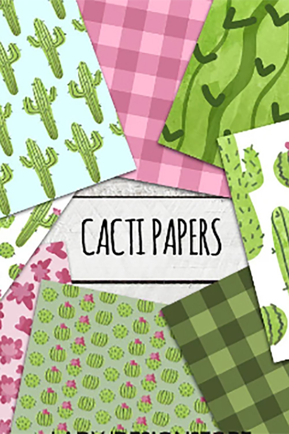 Digital Cacti Papers - Watercolor hand painted