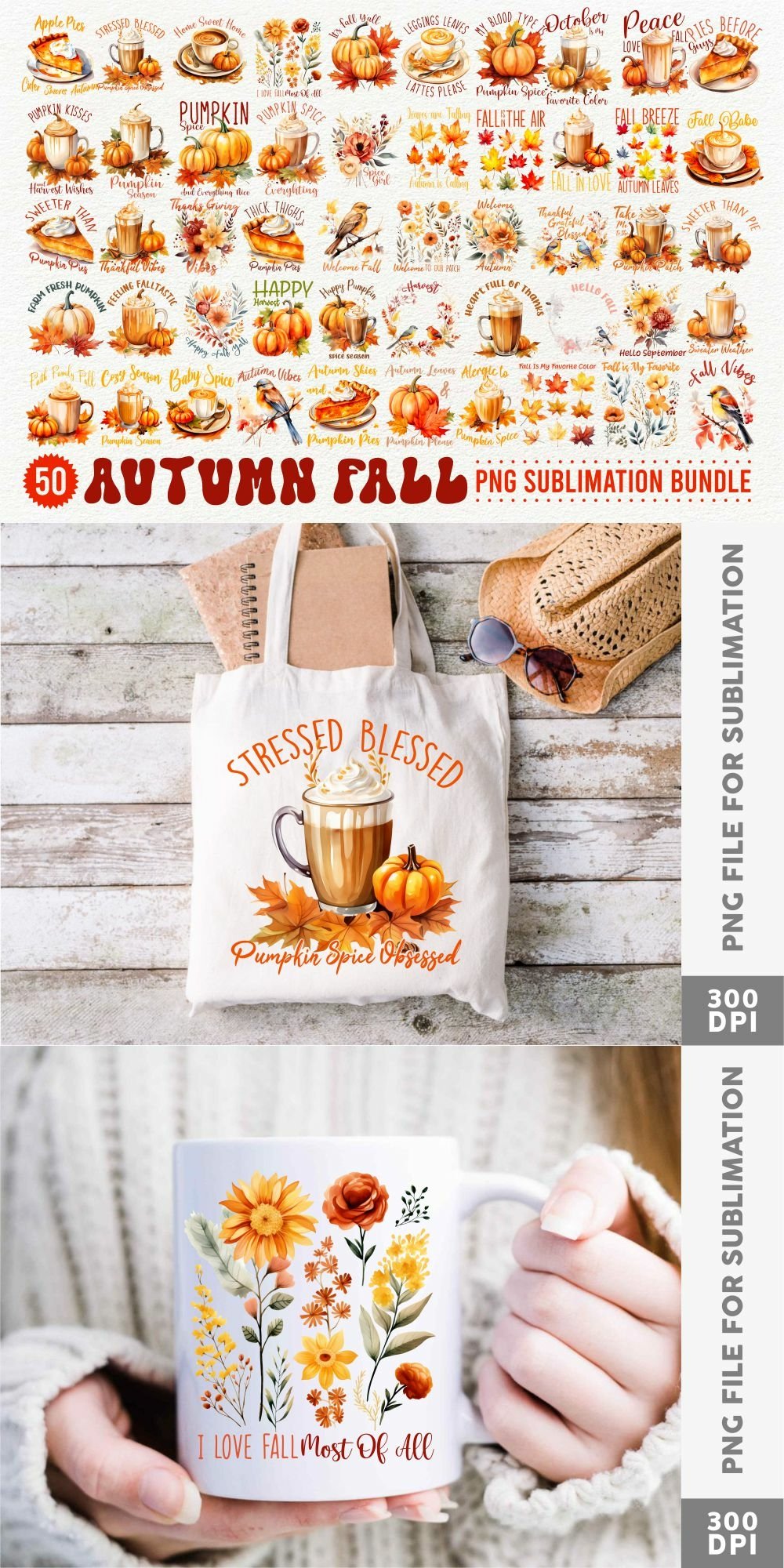 Mega Bundle Autumn Fall Sublimation PNG