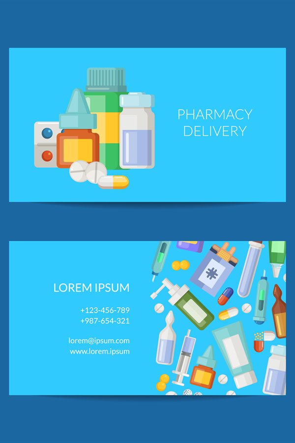Vector pharmacy store business card template