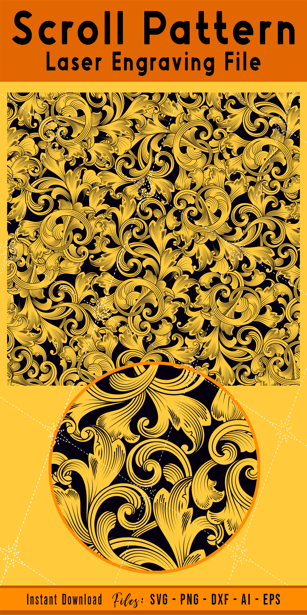 Scrollwork Pattern Firearms Laser Engraving Design (6604976)