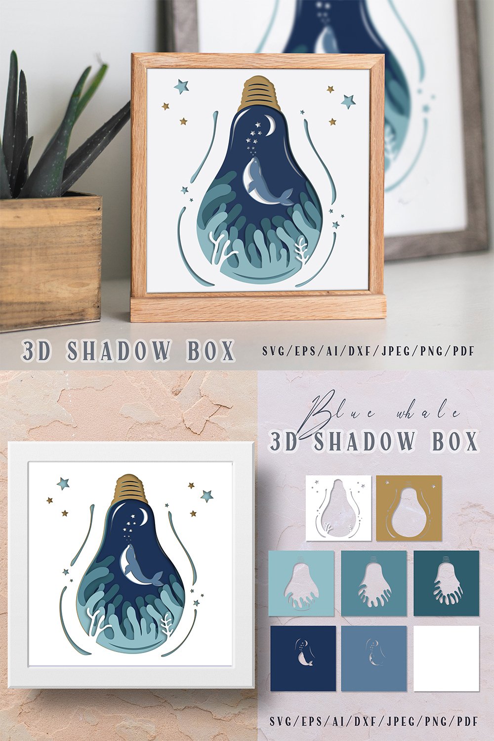 Ocean 3D Shadow Box svg - Whale Layered Papercut