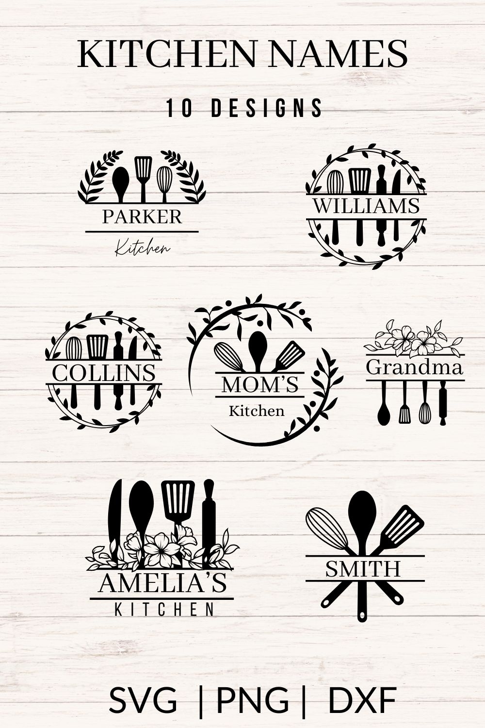 Kitchen Monogram SVG Bundle 10 Designs