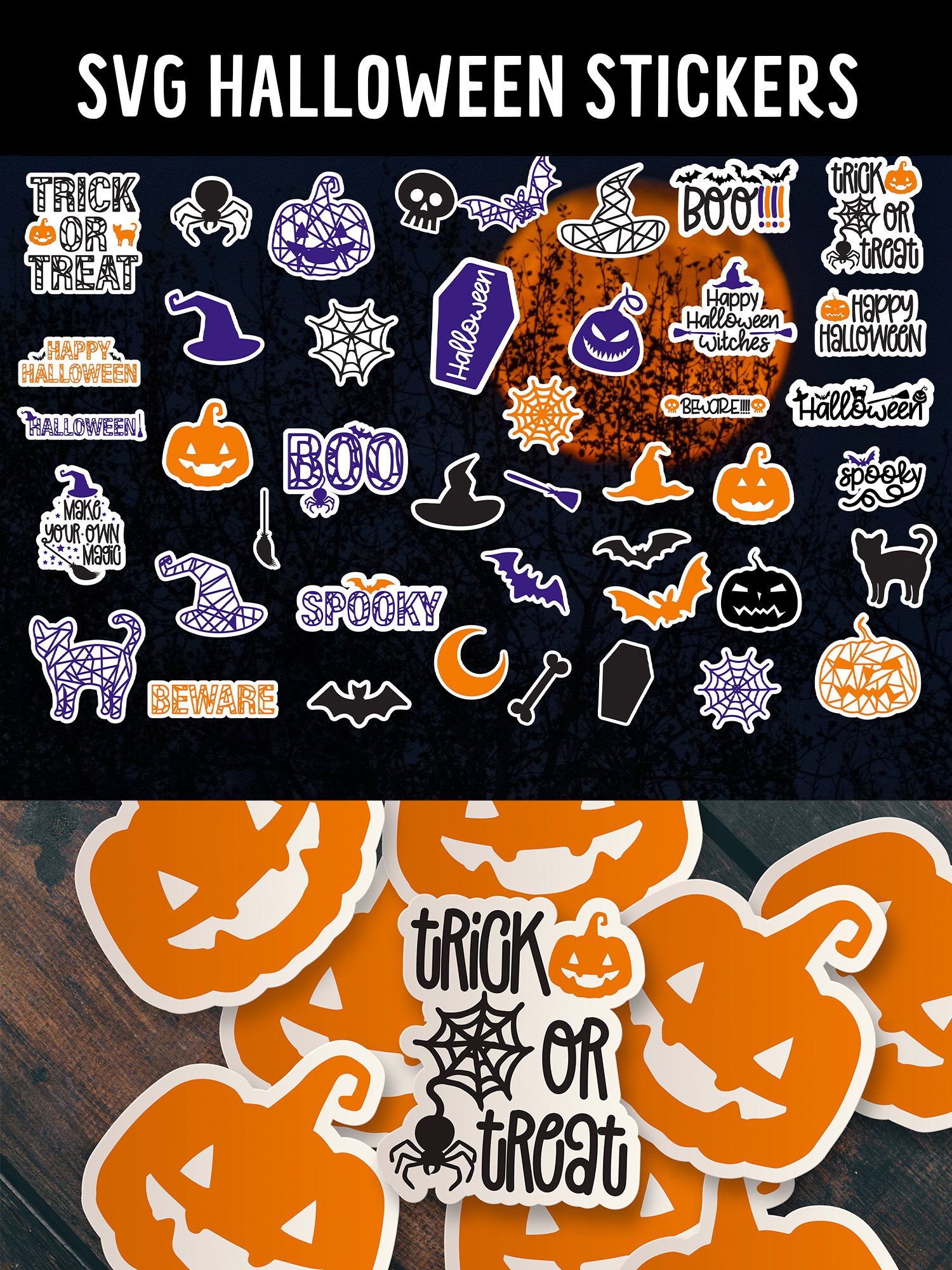 SVG Halloween Stickers | PNG Halloween Stickers